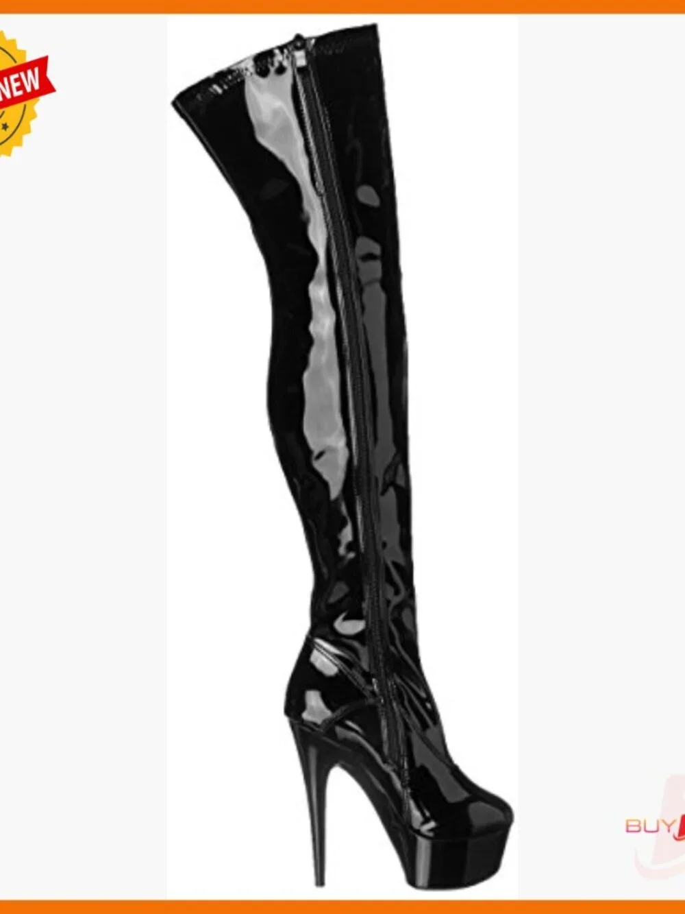 Leather Over-the-Knee Boots with 6-Inch Heel, Zip Closure